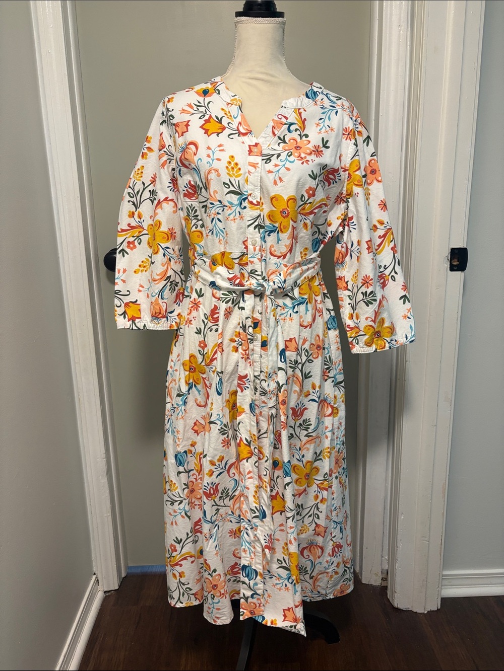 NWT Croft & Barrow cotton button front dress with pockets. Size XL